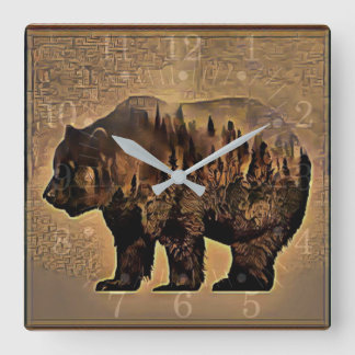 Horloge Carrée Grizzly Bear