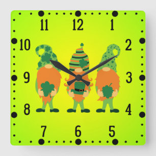 Horloge Carrée Grnomes de la Saint Patrick