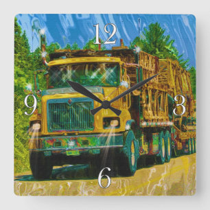 Horloge Carrée Gros Rig, Véhicule De Transport Lourd, Camion