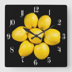 Horloge Carrée Groupe de pommes jaunes