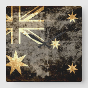 Horloge Carrée Grunge Australia