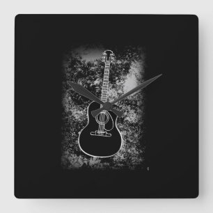 Horloge Carrée Grunge Guitare Graphiste Guitariste Rock Musicien 