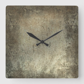 Horloge Carrée Grunge noire, Brown et taupe