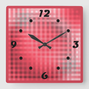 Horloge Carrée Grunge rouge et gris