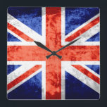 Horloge Carrée Grunge Royaume-Uni Drapeau 6<br><div class="desc">Grunge United Kingdom Flag. Le design est disponible sur d'autres produits.</div>