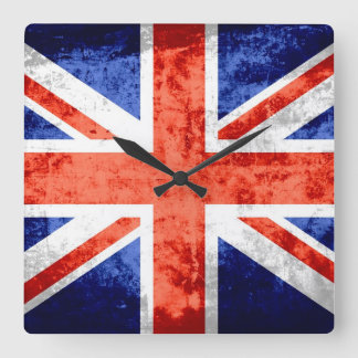 Horloge Carrée Grunge Royaume-Uni Drapeau 6