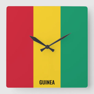 Horloge Carrée Guinée Drapeau éblouissant patriotique