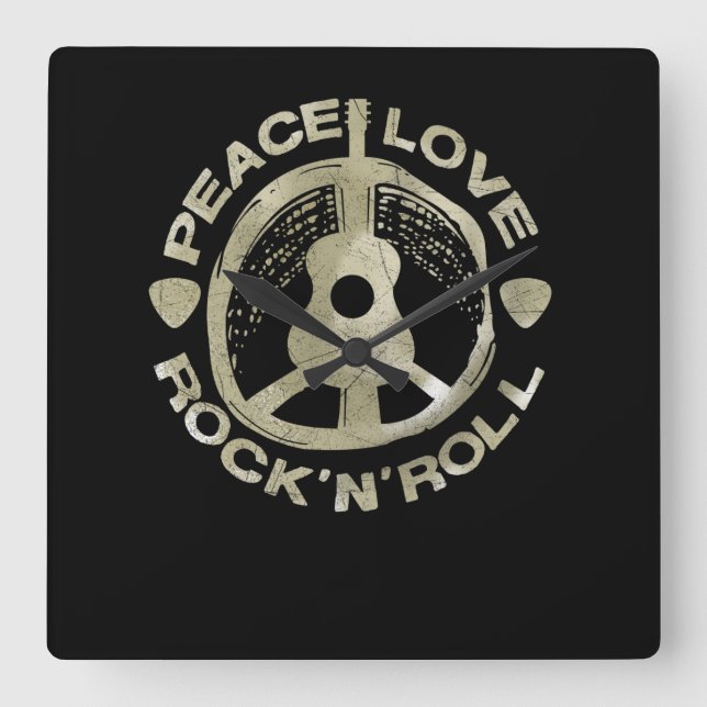 Horloge Carrée Guitar Lover | Love Rock'N'Roll (Recto)