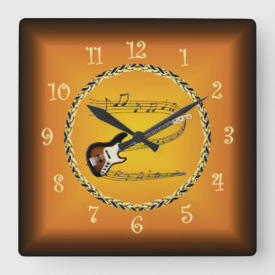 Horloge Carrée Guitare électrique 01 Scroll musical & Russet Oran