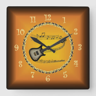 Horloge Carrée Guitare électrique 02 Scroll musical & Russet Oran