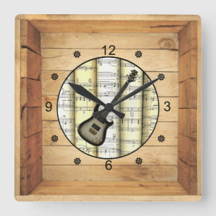 Horloge Carrée Guitare électrique ~ 3 dimensions ~ Boîte d'art 