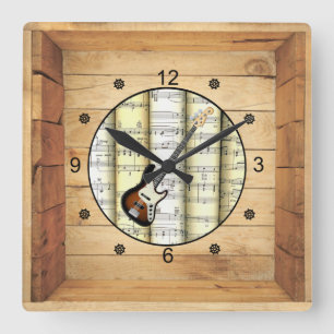 Horloge Carrée Guitare électrique ~ 3 Dimensions ~ Boîte d'art po