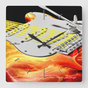 Horloge Carrée Guitare électrique Art 2 Mur Clocks Options