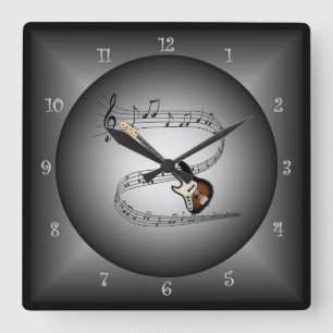 Horloge Carrée Guitare électrique ~Globe musical ~Instrument de m