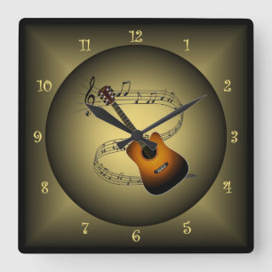 Horloge Carrée Guitare ~Globe Musical ~Instrument Musical ~Scale