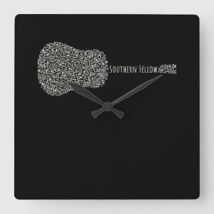 Horloge Carrée Guitare Lover Guitare Notes Cadeau