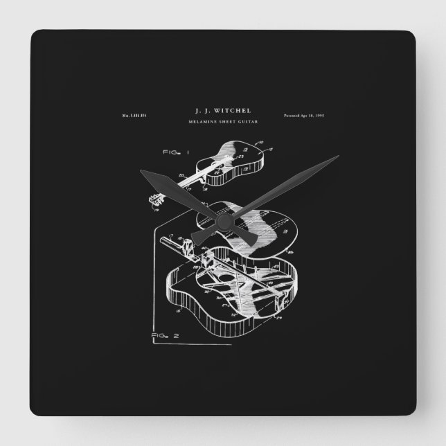 Horloge Carrée Guitare Lover | Martin Guitare Brevet (Recto)