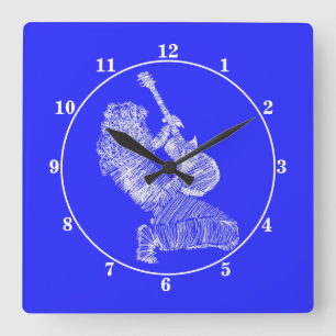 Horloge Carrée Guitare Player - Rock N Roll