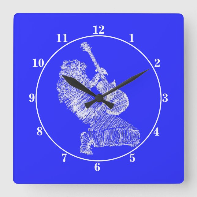 Horloge Carrée Guitare Player - Rock N Roll (Recto)
