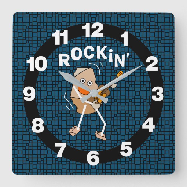 Horloge Carrée Guitare Rock'n'roll (Recto)