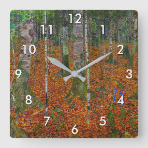 Horloge Carrée Gustav Klimt - Bois de bouleau
