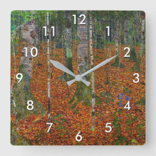 Horloge Carrée Gustav Klimt - Bois de bouleau