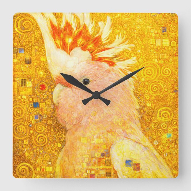 Horloge Carrée Gustav Klimt Cacatoès de Mitchell (Recto)
