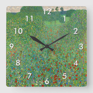 Horloge Carrée Gustav Klimt - Champ de pavot