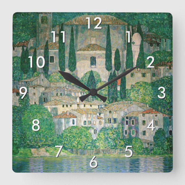 Horloge Carrée Gustav Klimt - Église à Cassone (Recto)