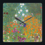 Horloge Carrée Gustav Klimt : Flower Garden<br><div class="desc">A beautiful classic wall clock featuring a colorful flower garden,  painted by the Austrian symbolise painter Gustav Klimt.</div>