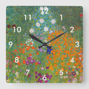 Horloge Carrée Gustav Klimt - Jardin des fleurs