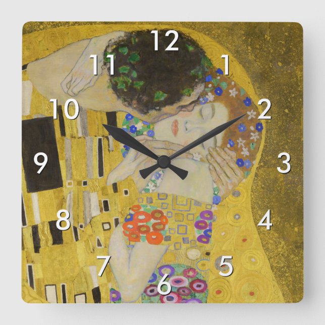 Horloge Carrée Gustav Klimt - Le baiser (Recto)