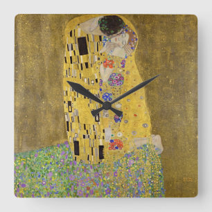 Horloge Carrée Gustav Klimt Le Baiser Chef-d'œuvre 