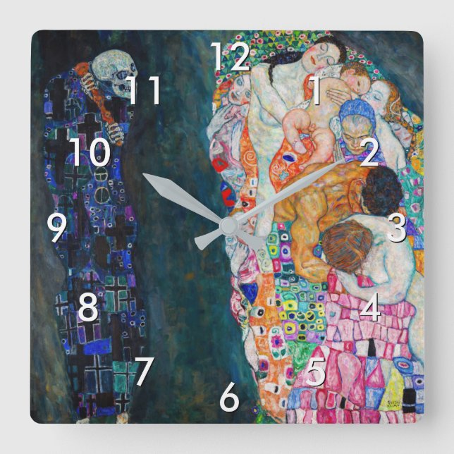 Horloge Carrée Gustav Klimt - Mort et vie (Recto)