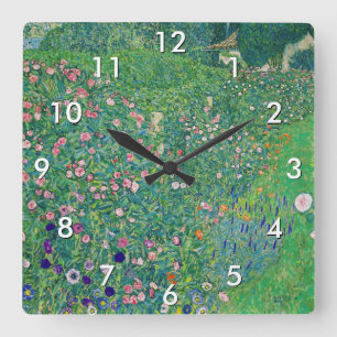 Horloge Carrée Gustav Klimt - Paysage de jardin italien