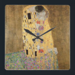 Horloge Carrée Gustav Klimt | The Kiss, 1907-08<br><div class="desc">The Kiss,  1907-08 | par Gustav Klimt | Lieu de l'art : Osterreichische Galerie Belvedere,  Vienne,  Autriche | Artiste autrichien | Numéro de collection d'images : XAM601</div>