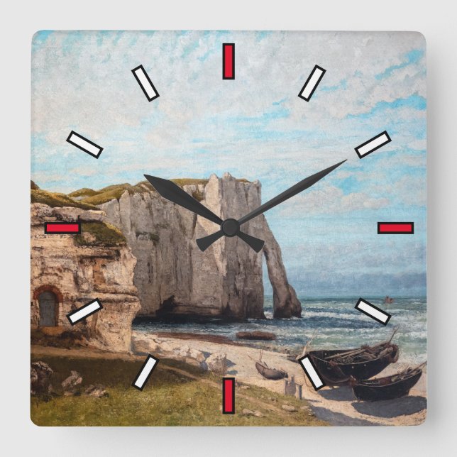 Horloge Carrée Gustave Courbet - Falaises à Etretat après la temp (Recto)