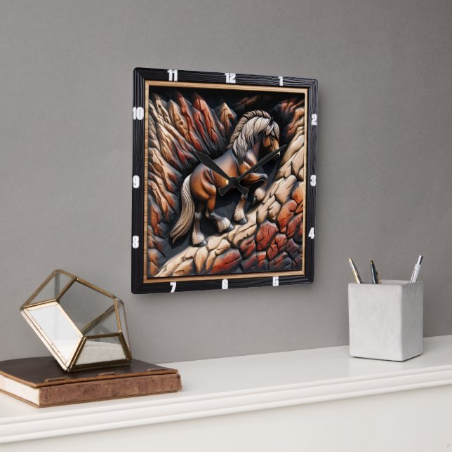 Horloge Carrée Haflinger Ascent Wood Wild Custom (Bureau)