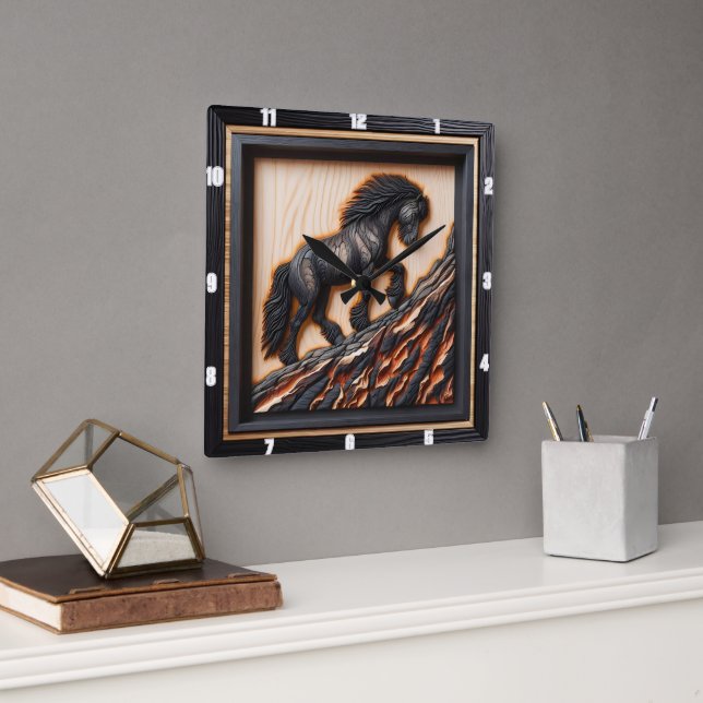 Horloge Carrée Haflinger Climat : Palette personnalisée en bois d (Bureau)