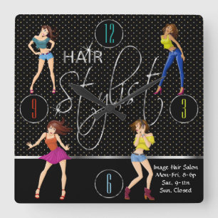 Horloge Carrée Hair Stylist Fun Girl Design