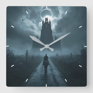 Horloge Carrée Halloween Élégant Moderne Personnalisé Ajoutez Vot