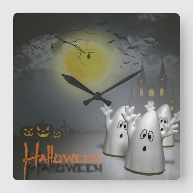 Horloge Carrée Halloween Ghomajorité (Recto)