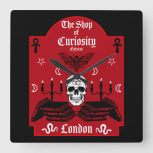Horloge Carrée Halloween gothique sorcier punk