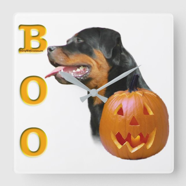 Horloge Carrée Halloween Rottweiler (Recto)