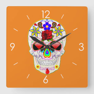 Horloge Carrée Halloween Skull