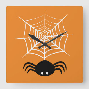 Horloge Carrée Halloween Spider Web