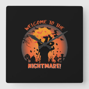 Horloge Carrée Halloween Welcome