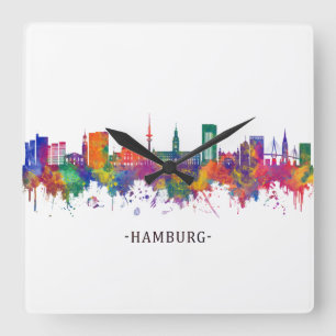 Horloge Carrée Hambourg Allemagne Skyline