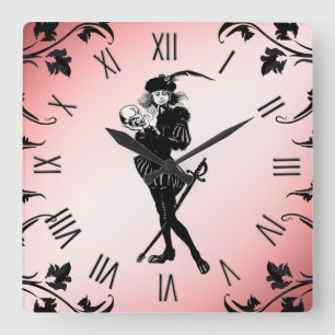 Horloge Carrée Hameau Le Bard Rose Chiffres Romains