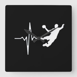 Horloge Carrée Handball - Handball Player Heartbeat